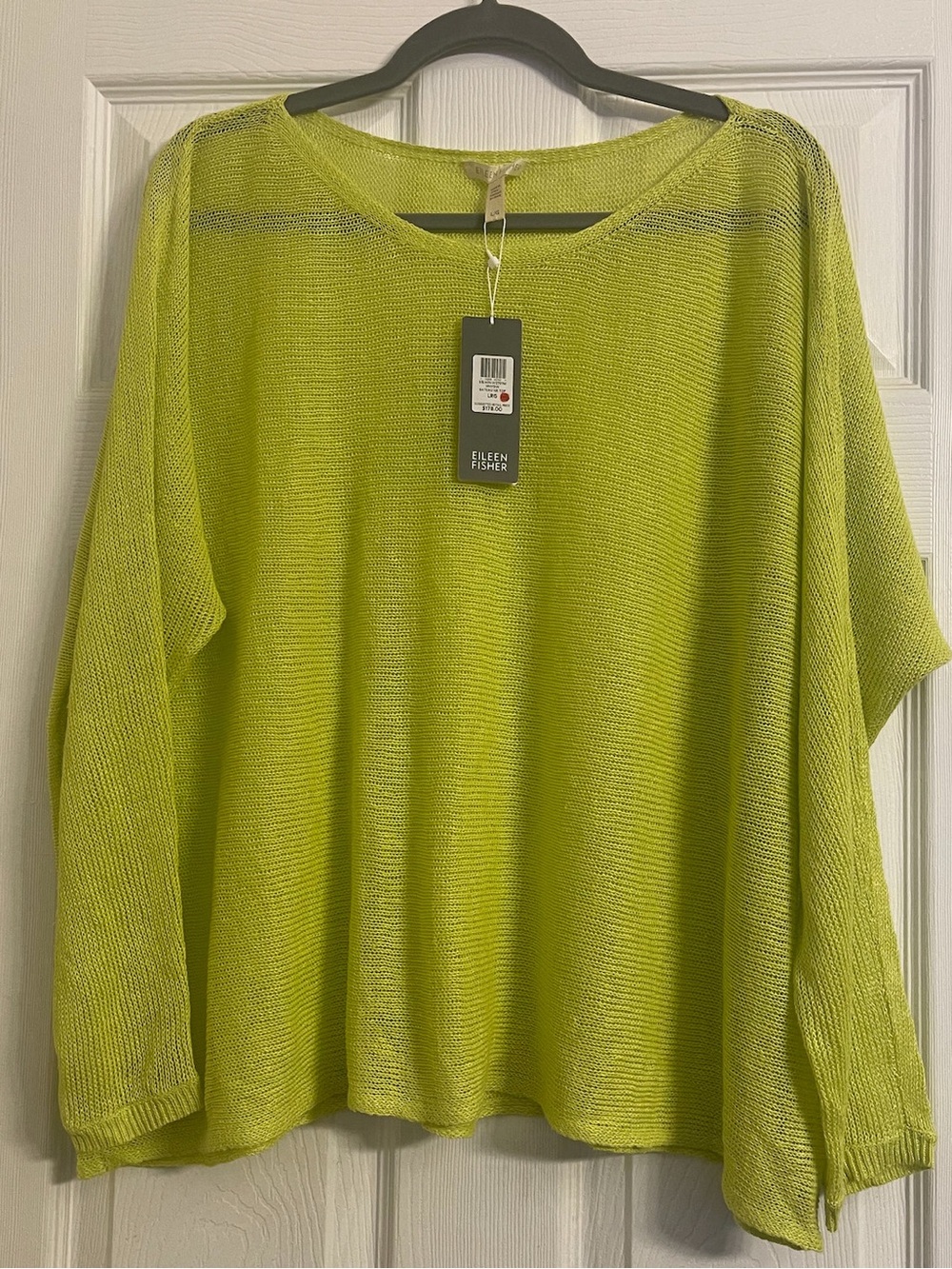 Eileen Fisher Organic Linen Bateau Neck Top Large